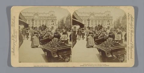 RECORD DATE NOT STATED  Fruit sellers and flower vendors in Paris, Bert El... 스톡 사진