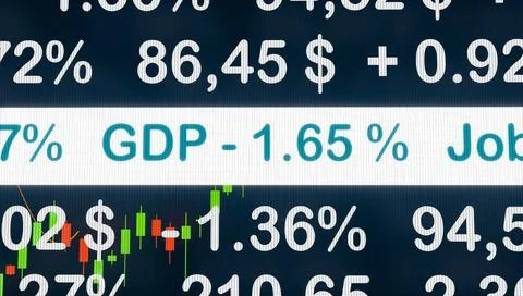 RECORD DATE NOT STATED GDP (GRoss Domestic Prodoct) drops, economy shrinks... 库存照片