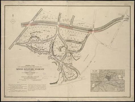 RECORD DATE NOT STATED General plan for subdividing into roads and buildin... Stock Photos