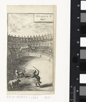 RECORD DATE NOT STATED  Gladiator in fight with two animals, Abraham Dirck... Stock Photos
