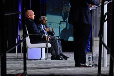 RECORD DATE NOT STATED Google Cloud CEO Thomas Kurian speaks about Digital... Foto stock