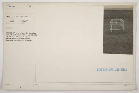 RECORD DATE NOT STATED  Grave of Pvt. James B. Gresham, one of the first t... Stock-Fotos