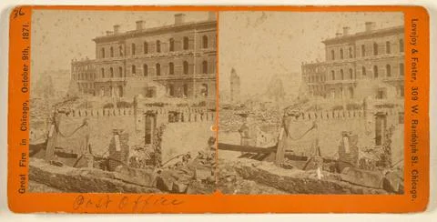 RECORD DATE NOT STATED Great Fire in Chicago, October 9th, 1871. Post Offi... Stock Photos