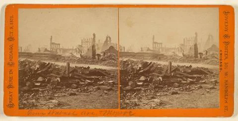 RECORD DATE NOT STATED Great Fire in Chicago, October 9th, 1871. From Wasb... Stock Photos