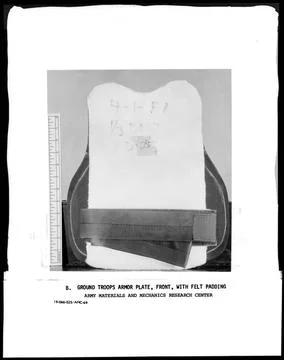 RECORD DATE NOT STATED Ground troops armor plate, front, with felt padding... Stock Photos