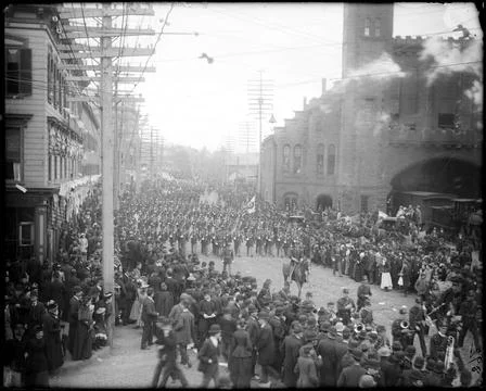 RECORD DATE NOT STATED Group, Columbus Day parade, Second Corps Cadets, Oc... Stock Photos