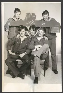 RECORD DATE NOT STATED  Group portrait that shows five conscripts from the... Stockfoto's