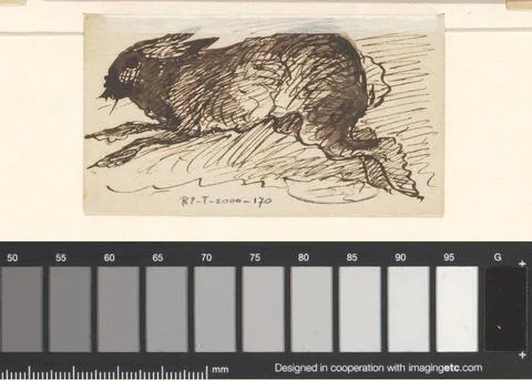 RECORD DATE NOT STATED  Haas, Johannes Taventrate, 1870 drawing Hare. Sign... Stock Photos