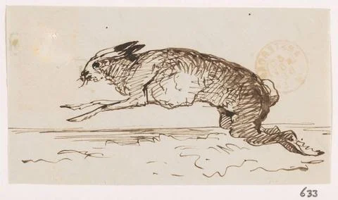 RECORD DATE NOT STATED  Haas, Johannes Tavenrate, 1868 drawing Hare. Signe... Stock Photos