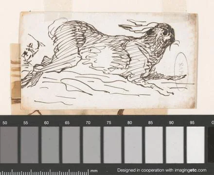 RECORD DATE NOT STATED  Haas, Johannes Taventrate, 1870 drawing Hare. Sign... Stock Photos