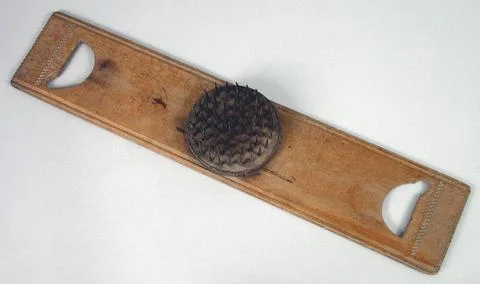 RECORD DATE NOT STATED Häckla Flax hedge of hardwood. Rectangular board, p.. Stock Photos