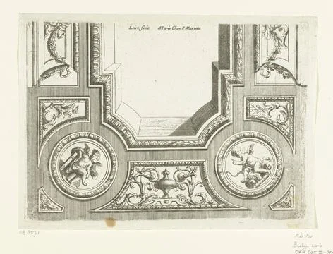 RECORD DATE NOT STATED  Half of rectangular ceiling, 1634 - 1716 print Wit... Stock Photos