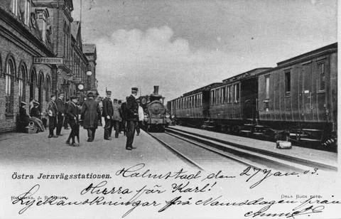 RECORD DATE NOT STATED Halmstad. Sign with text expedition. Wrong pressure... Foto stock