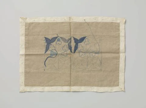 RECORD DATE NOT STATED  Handwork with embroidered blue arrow herb, aagje T... Stock Photos