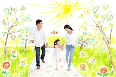 RECORD DATE NOT STATED Happy Chinese family in a park Beijing China Copyri... Stock Photos