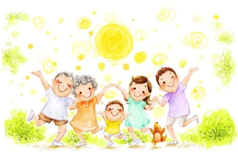 RECORD DATE NOT STATED Happy family dancing outdoors Beijing China Copyrig... Stock Photos