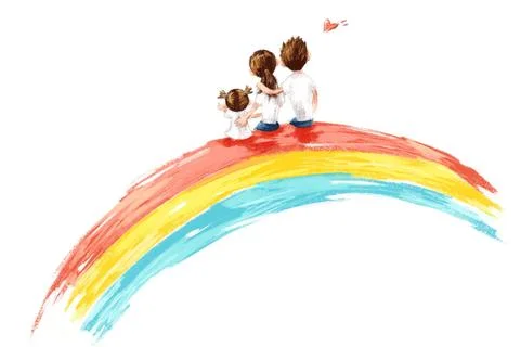 RECORD DATE NOT STATED Happy Chinese family sitting on rainbow Beijing Chi... Stock Photos