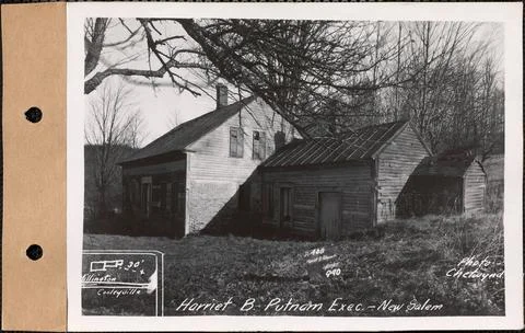 RECORD DATE NOT STATED Harriet B. Putnam executor, house, New Salem, Mass.... Stock Photos