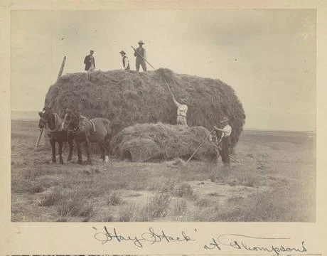 RECORD DATE NOT STATED  Hay stack at Thompson s black-and-white prints Cop... Stock Photos
