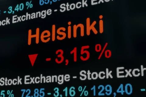 RECORD DATE NOT STATED Helsinki stock exchange moving down. Iceland, Hesli... 库存照片