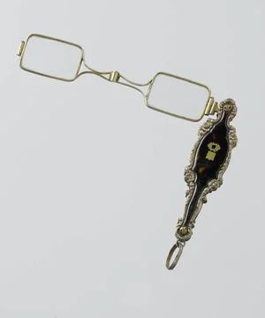 RECORD DATE NOT STATED  Hinge lorgnet with silver frame in turtle stem bor... Stock Photos