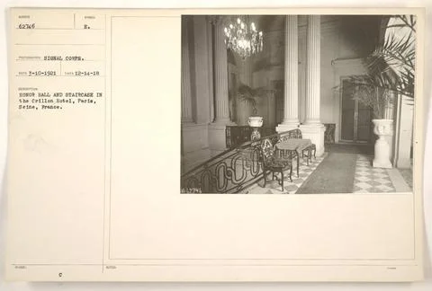 RECORD DATE NOT STATED  Honor Hall and staircase in the Crillon Hotel, Par... Stock Photos