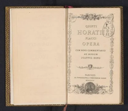 RECORD DATE NOT STATED  Horace Opera, Horatius, 1855 book Paris paper. car... Stock Photos