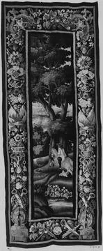 RECORD DATE NOT STATED  Hunter riding horse. unknown c. 1710 Tapestry Dime... Stock Photos