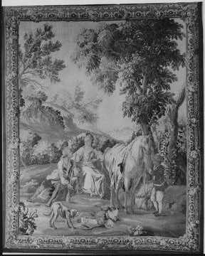 RECORD DATE NOT STATED  Hunter s rest. unknown c. 1750-1800 Tapestry Dimen... Foto stock