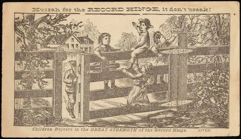 RECORD DATE NOT STATED Hurrah for the Record Hinge, it doesn t break! Chil... Stock Photos