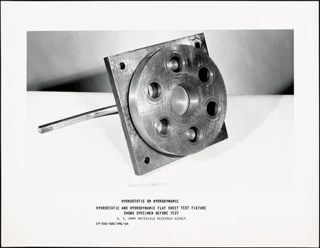RECORD DATE NOT STATED Hydrostatic and hydrodynamic flat sheet test fixtur... Stock Photos