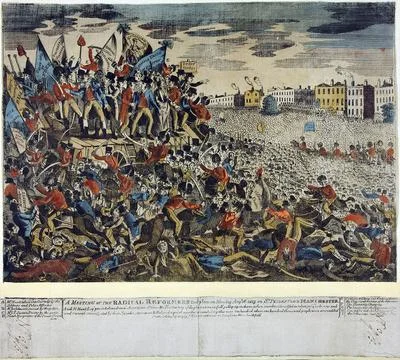 RECORD DATE NOT STATED  Illustration of Peterloo Document: Engraving showi... 스톡 사진