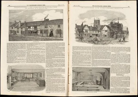 RECORD DATE NOT STATED Illustrations of Shakespeare s house and school , D... Fotos de archivo