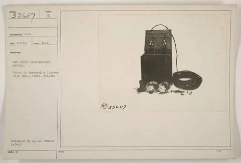 RECORD DATE NOT STATED  Image of the 9 gun sight illuminating system, take... Stock Photos