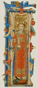 RECORD DATE NOT STATED Initial I: A Martyr Saint. Lippo Vanni (Italian, ac... Foto stock