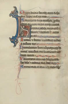 RECORD DATE NOT STATED Initial L: A Saint Holding a Scroll. Bute Master (F... Foto stock