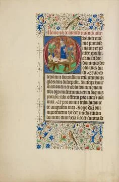 RECORD DATE NOT STATED Initial O: The Martyrdom of Saint Erasmus. Master o... Foto stock