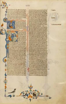 RECORD DATE NOT STATED Initial P: Saint Paul Speaking to a Bishop. Unknown... 스톡 사진