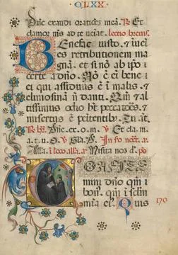 RECORD DATE NOT STATED Initial C: Saint Benedict Blessing Maurus. Unknown ... Foto stock