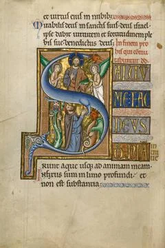 RECORD DATE NOT STATED Initial S: David in Prayer. Master of the Ingeborg ... Foto stock
