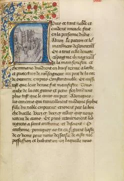 RECORD DATE NOT STATED Initial A: Arrival of Ships in Constantinople. Mast... Foto stock