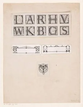 RECORD DATE NOT STATED  Initials L, A, R, H, V, W, B, G, S, Two text frame... Foto stock