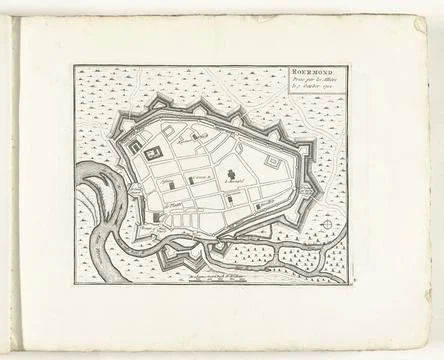 RECORD DATE NOT STATED  Intake of Roermond, 1702, 1702 - 1703 print Map wi... Fotos Stock