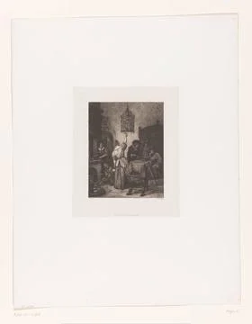 RECORD DATE NOT STATED  Interior with a woman who feeds a parrot, William ... Foto stock