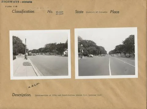 RECORD DATE NOT STATED Intersection at 17th and Constitution Avenue N.W. L... Stock Photos