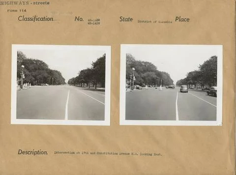 RECORD DATE NOT STATED Intersection at 17th and Constitution Avenue N.W. L... Stock-Fotos