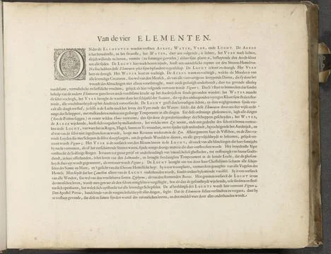 RECORD DATE NOT STATED  Introduction to the four elements, 1653 - 1654 tex... Stock Photos