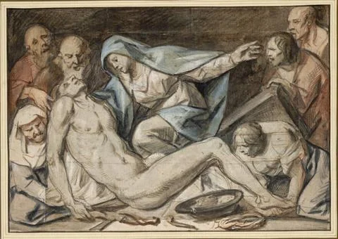 RECORD DATE NOT STATED  Jacob Jordaens Spring Christ. Brush in brown, over... Stock Photos