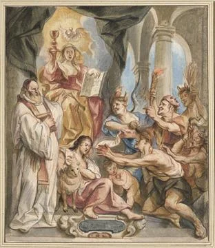 RECORD DATE NOT STATED  Jacob Jordaens Allegory of faith. Reddle and black... Stock Photos