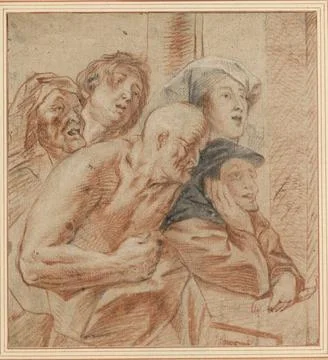 RECORD DATE NOT STATED  Jacob Jordaens Five spectators from Paulus and Bar... Stock Photos